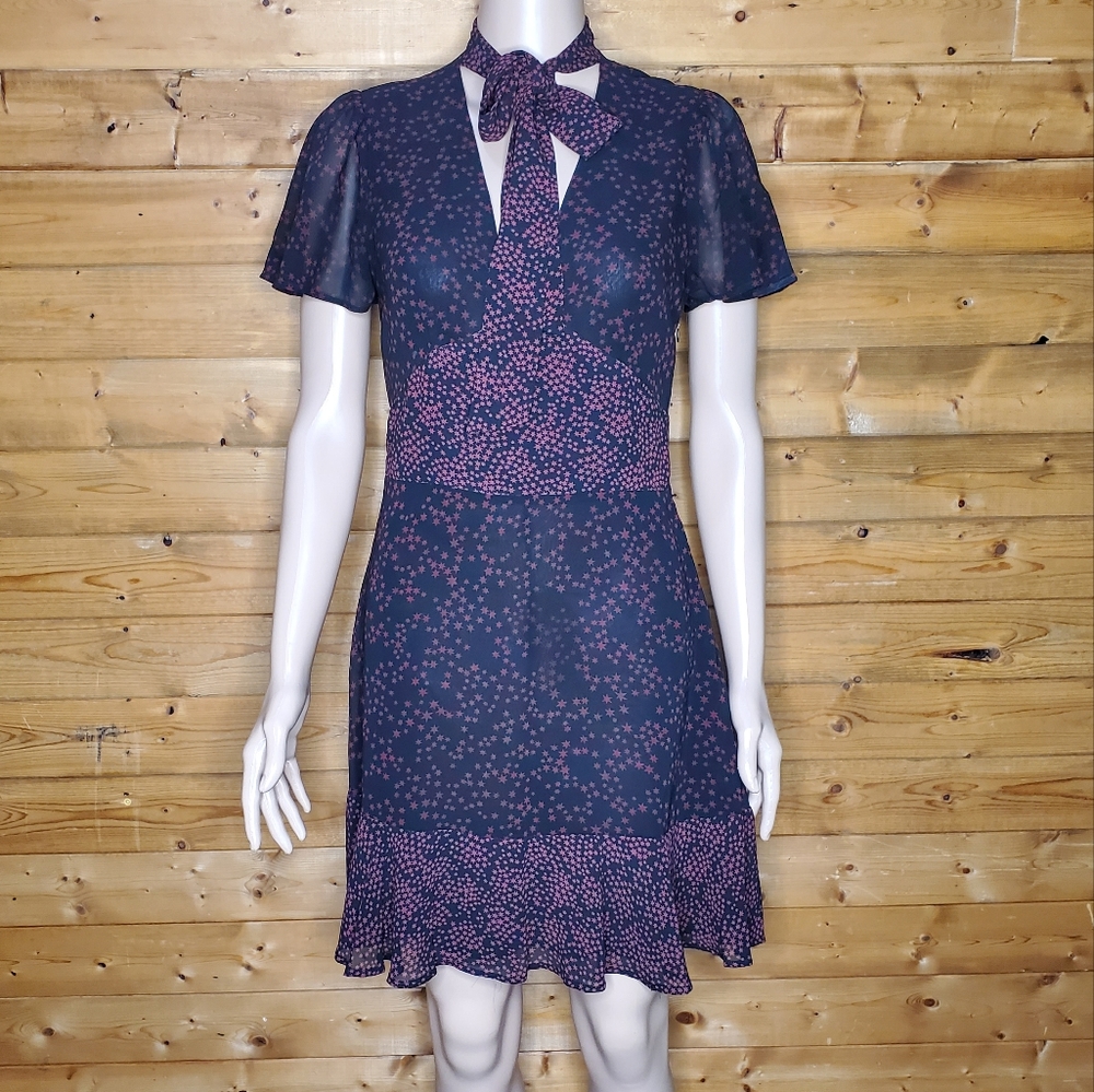 ❤️ MICHAEL KORS beautiful Black & pink dress short sleeve zip on the side Size S